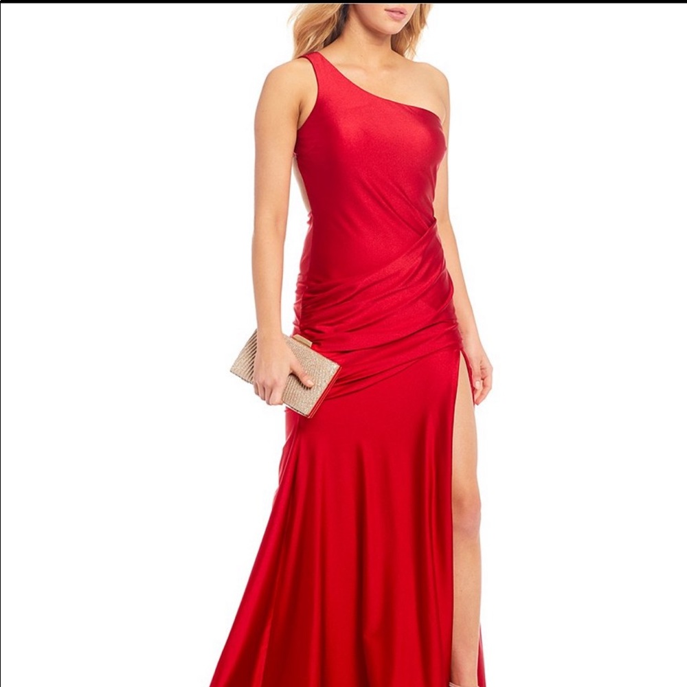 Worn once, Blondie red one shoulder prom dress size 5